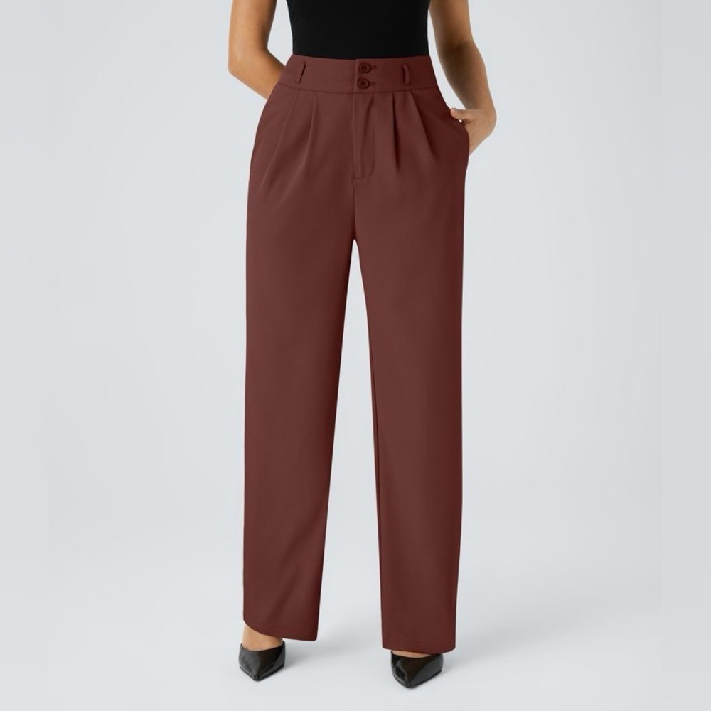 Halara NWT Flex™ High Waisted Zipper Pocket Shirred Straight Leg Work Pant - M